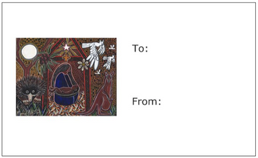 Aboriginal Australian Art Nativity Scene Gift Card Tags by Mirree Contemporary Aboriginal Art